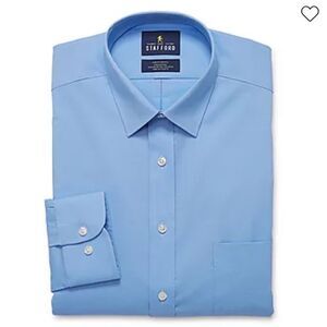 Stafford Advanced Mens Point Collar Long Sleeve Dress Shirt